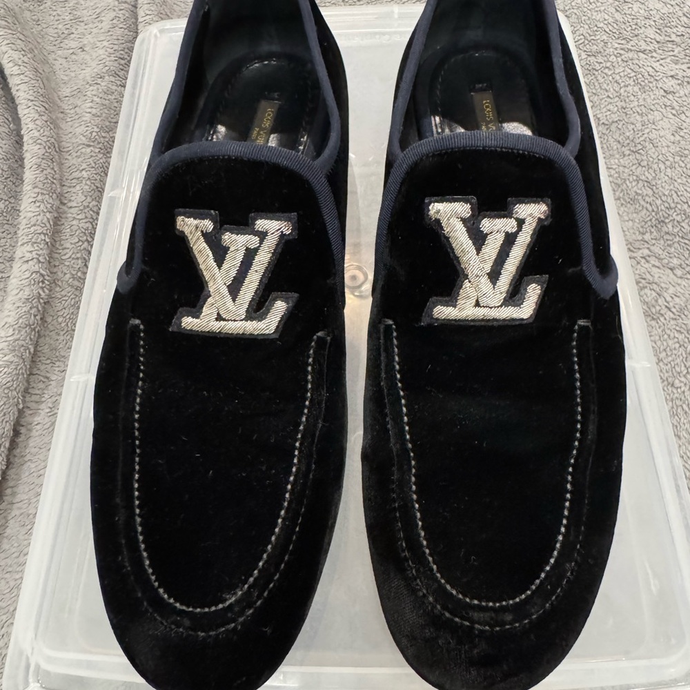 Louis Vuitton Black Velvet Men's Slip-Ons